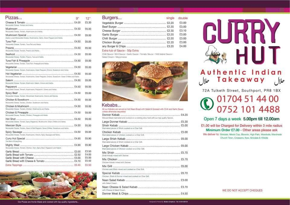 Curry Hut Menu, Menu for Curry Hut, Southport, North West England ...