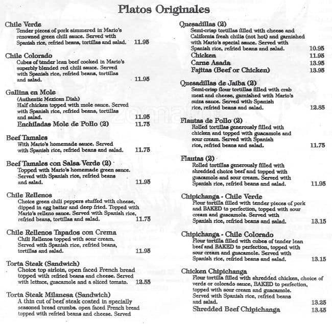 Menu at El Burro restaurant, Campbell, S Ave