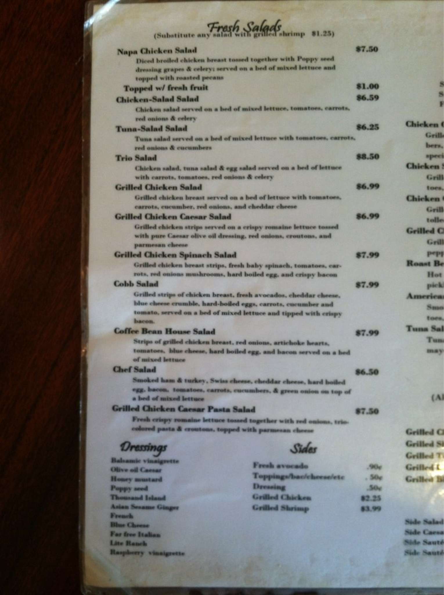 Menu at Coffee Bean Cafe, Baton Rouge, 12177 Coursey Blvd