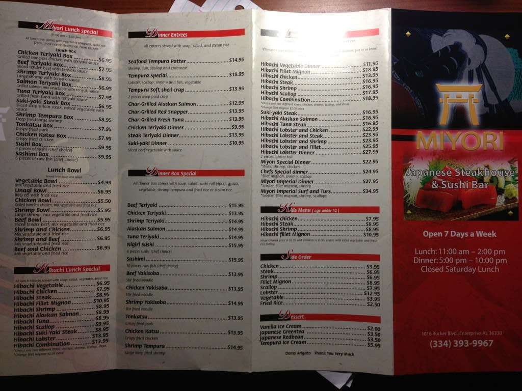 Miyori Japanese Steakhouse Menu Urbanspoon/Zomato