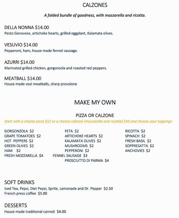 Menu at Palermo Pasta House pizzeria, Round Rock