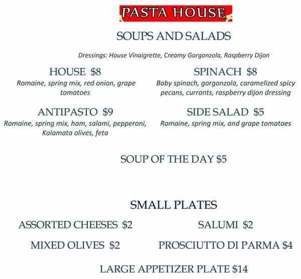 Menu at Palermo Pasta House pizzeria, Round Rock