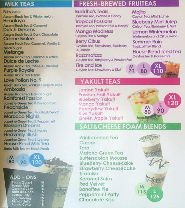 Bon Appetea Menu, Menu for Bon Appetea, SRP (South Road Properties ...