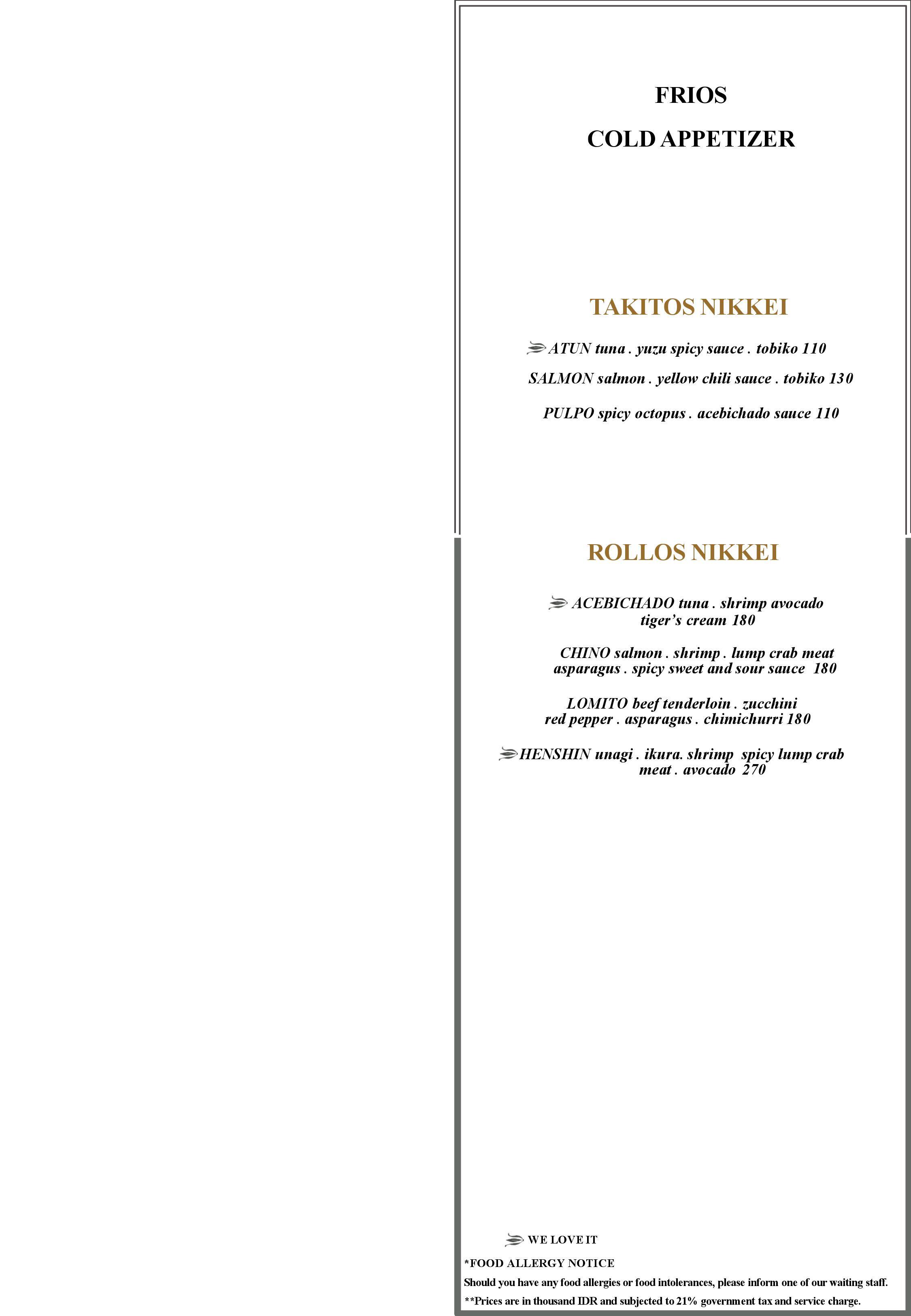 Menu At Henshin Restaurant South Jakarta