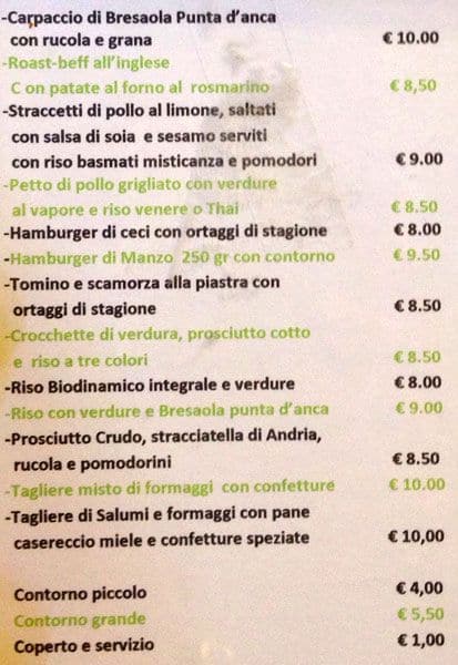 Menu di kitchenette 