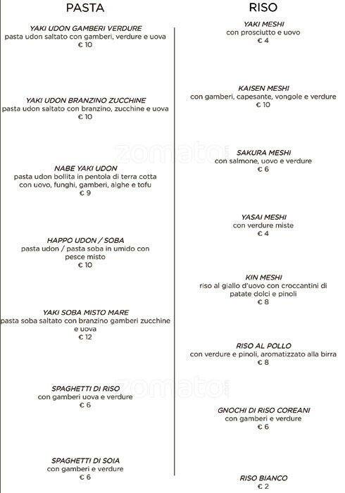 Menu di Ristorante TAIYO - Adige 