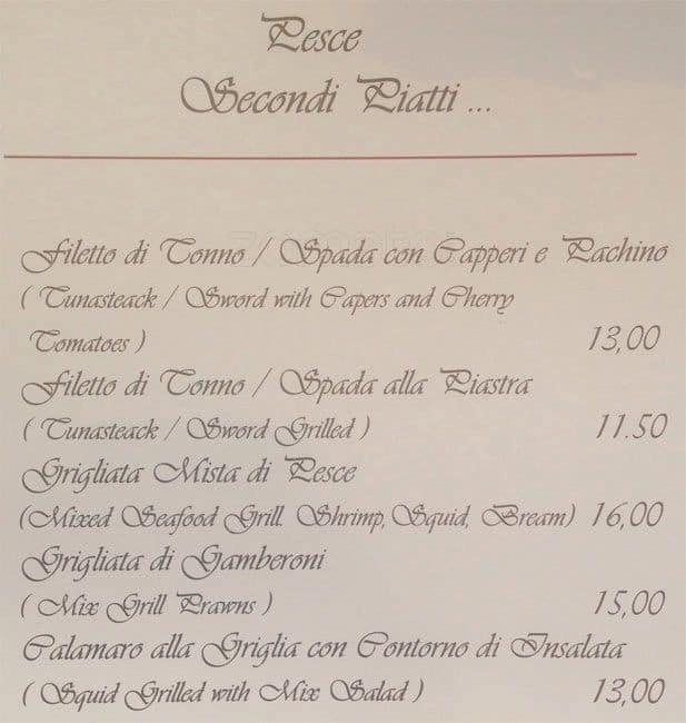 Menu di Ristorante Lounge Bar La Corte 