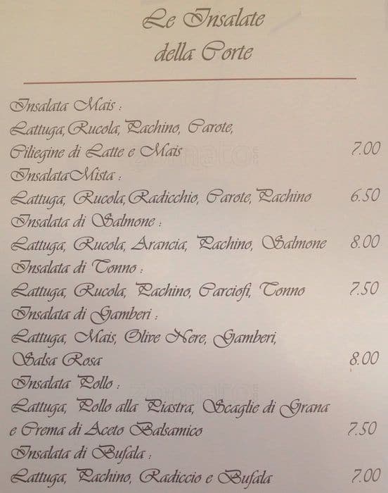 Menu di Ristorante Lounge Bar La Corte 
