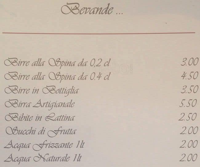 Menu di Ristorante Lounge Bar La Corte 