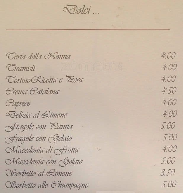Menu di Ristorante Lounge Bar La Corte 