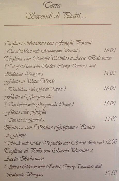 Menu di Ristorante Lounge Bar La Corte 