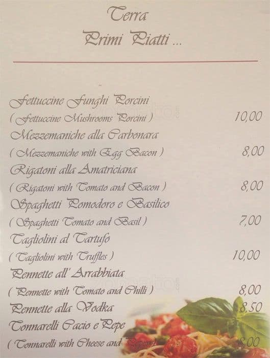 Menu di Ristorante Lounge Bar La Corte 