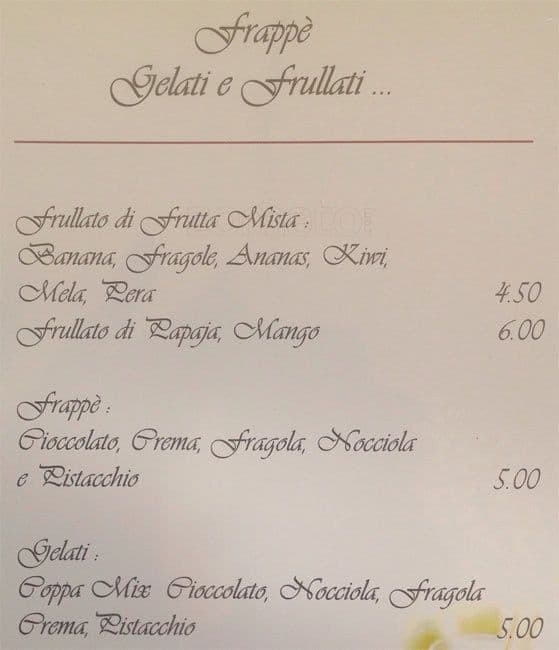 Menu di Ristorante Lounge Bar La Corte 