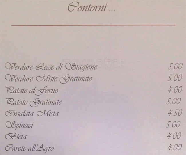 Menu di Ristorante Lounge Bar La Corte 