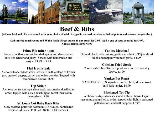 Yankee Grill menu