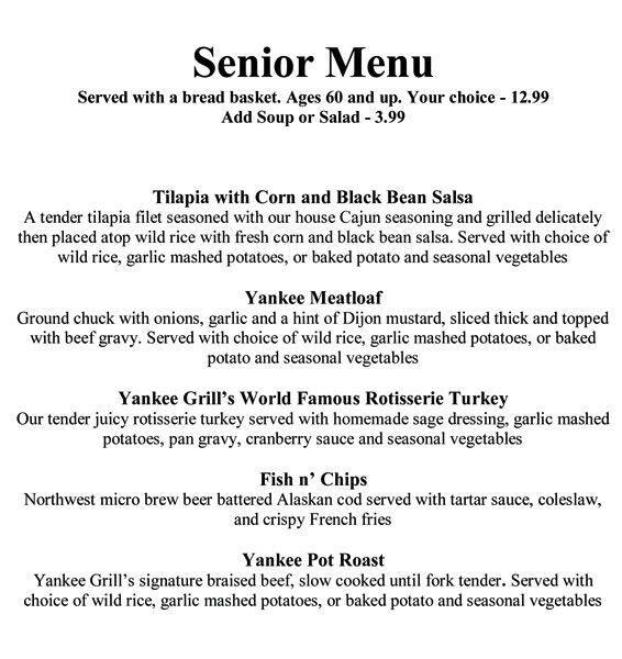 Yankee Grill menu