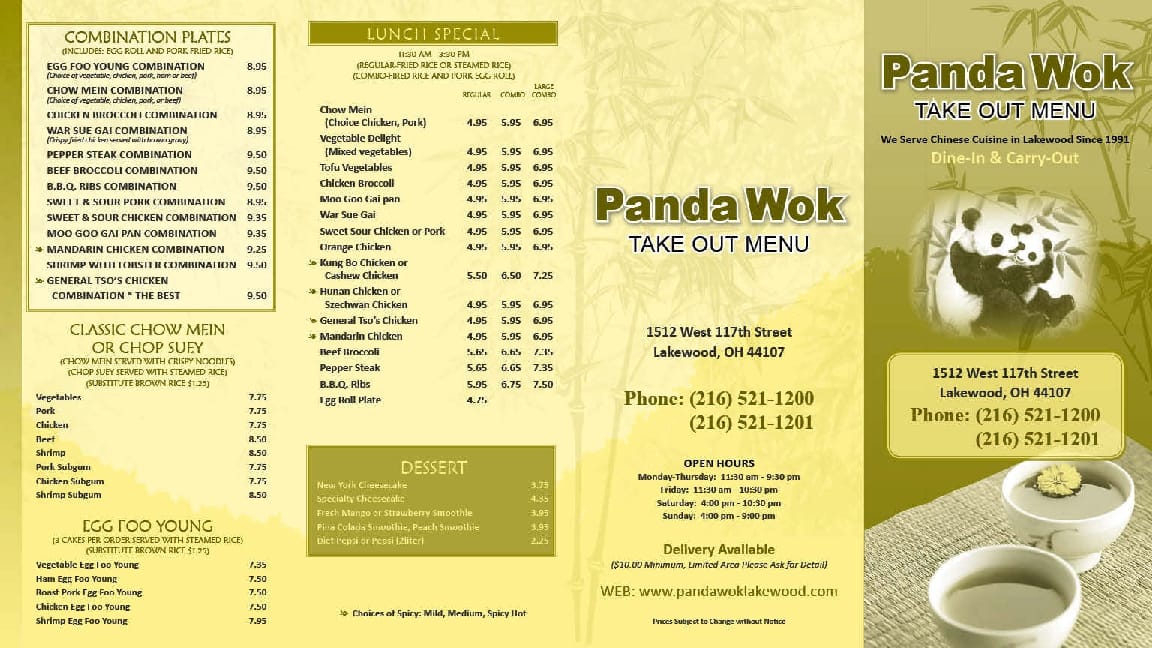 bamboo panda menu