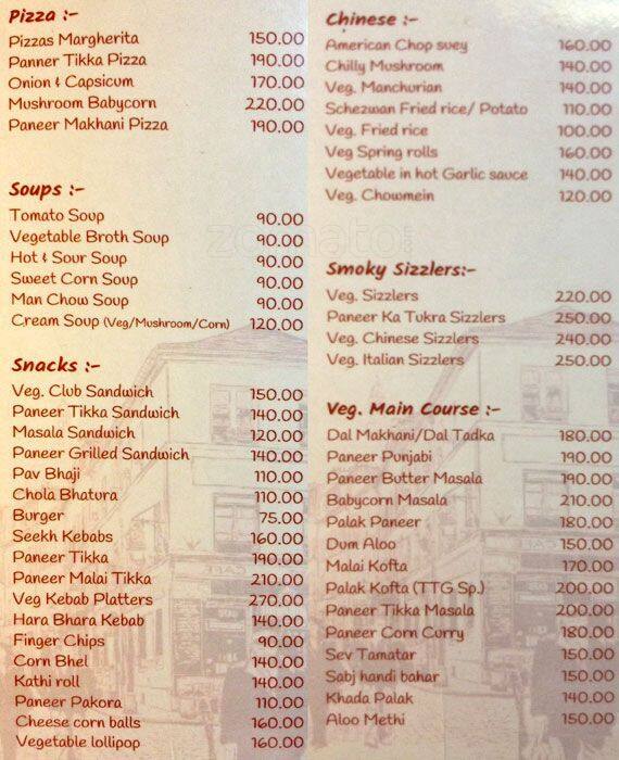 Tawa Tandoor Grill Menu,Menú para Tawa Tandoor Grill, Panchwati