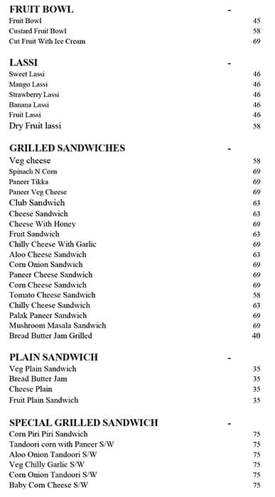 Menu of Sri Juice Junction, Jayanagar, Bangalore