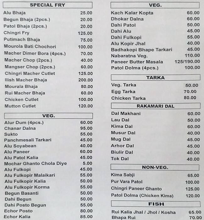 Kirans Kitchen Menu Menu For Kirans Kitchen Santoshpur Kolkata