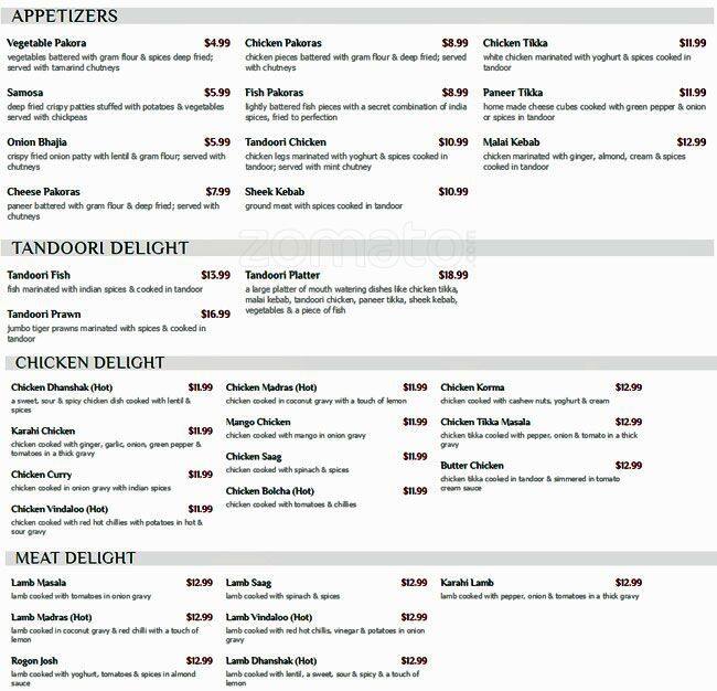 Chef Of India Menu, Menu for Chef Of India, Yonge & Eglinton, Toronto