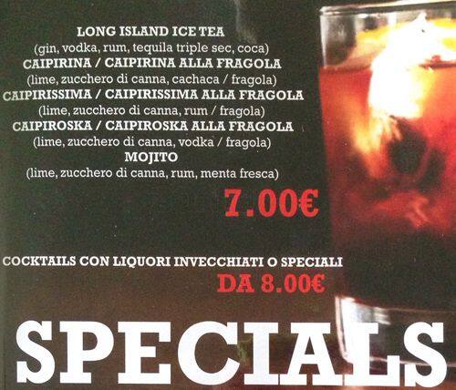 Menu di Pils Pub Arco della Pace 