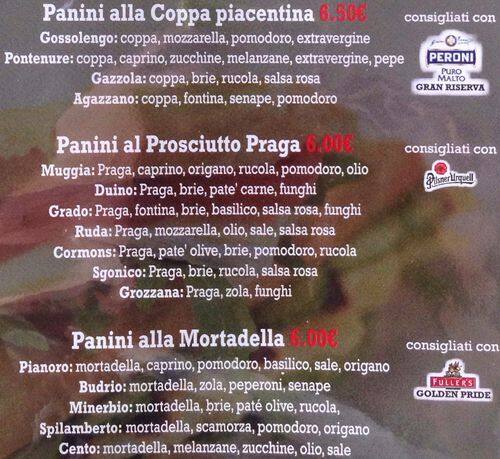 Menu di Pils Pub Arco della Pace 