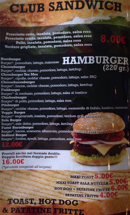 Menu di Pils Pub Arco della Pace 