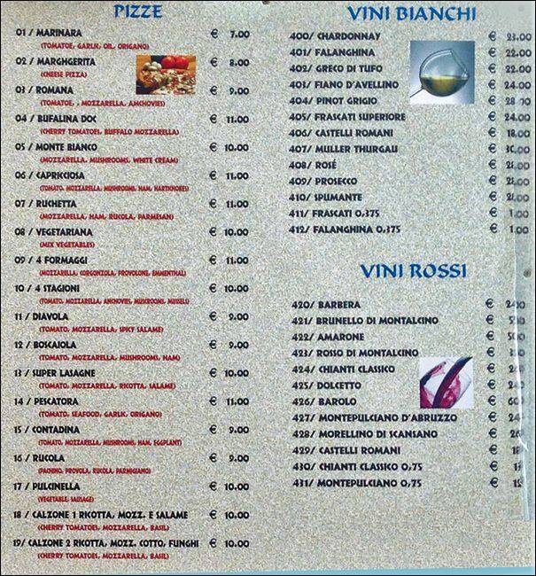 Menu di Ristorante Quattro Colonne 