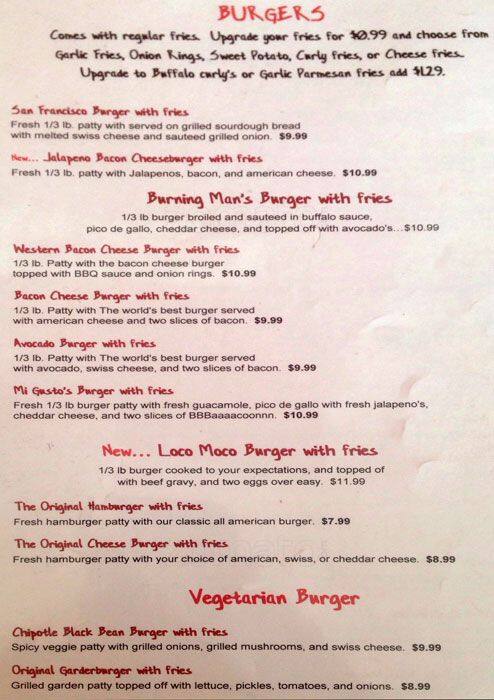 Mel's Pizza menu