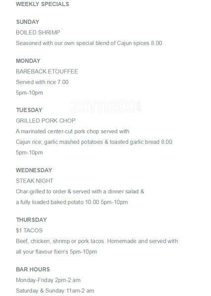 Carta de Bareback Bar
