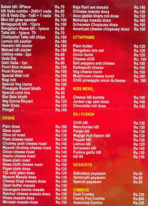 Mr Idli Menu, Menu for Mr Idli, Whitefield, Bangalore - Zomato