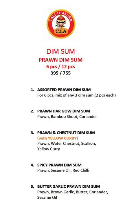 C.I.A Call It Asiian menu