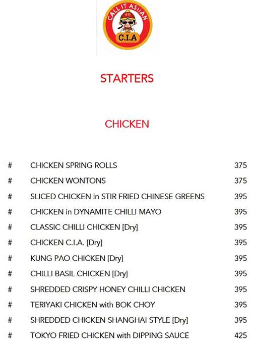 C.I.A Call It Asiian menu