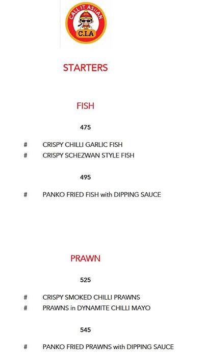 C.I.A Call It Asiian menu