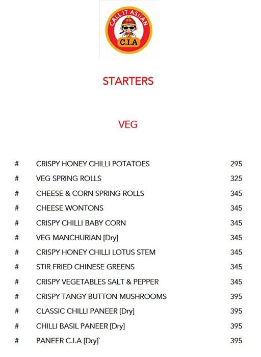C.I.A Call It Asiian menu