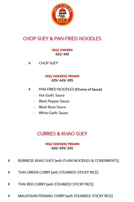 C.I.A Call It Asiian menu
