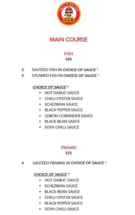 C.I.A Call It Asiian menu