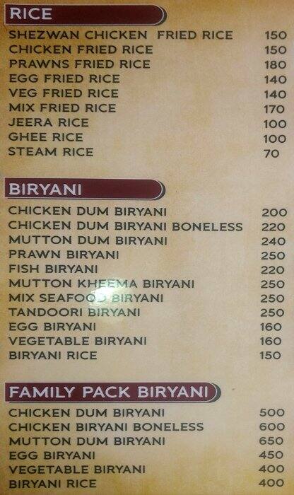 Pista House menu