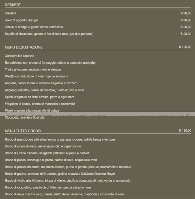 Menu di Berton 