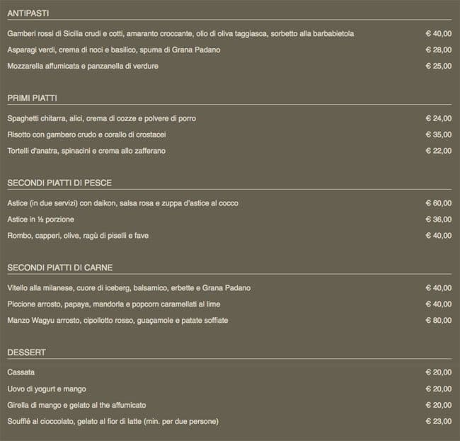Menu di Berton 
