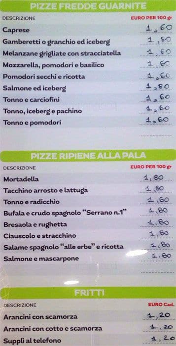 Menu di Alice Pizza 