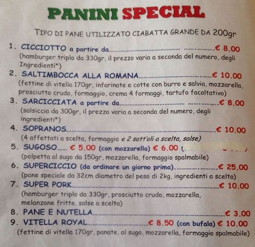 Menu di Superciccio 