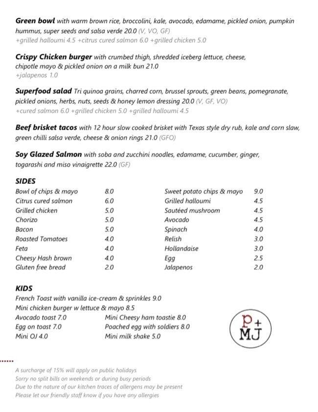 Menu at & Mr Jones restaurant, Hawthorn