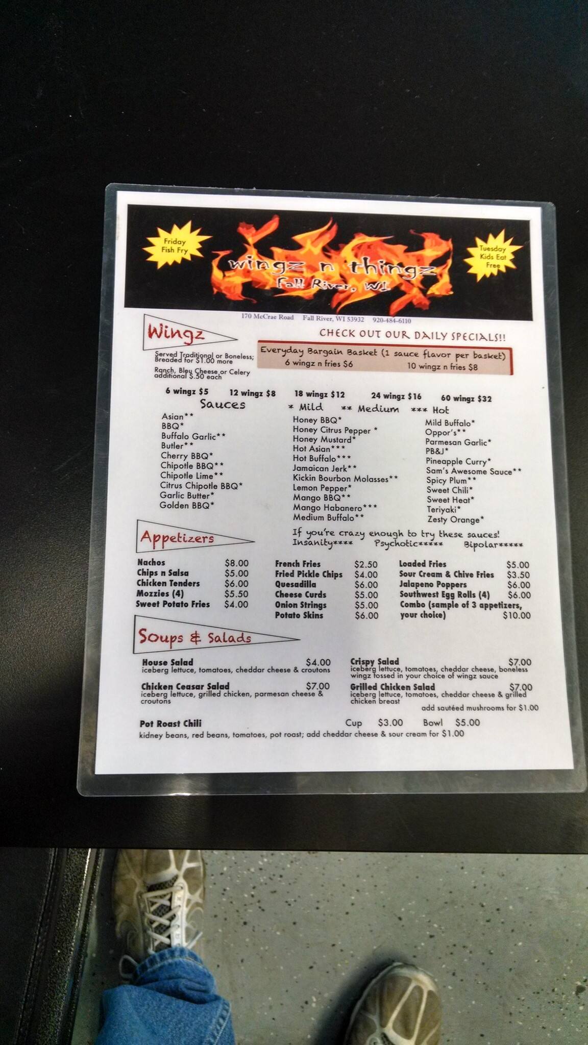 Wingz n Thingz Menu, Menu for Wingz n Thingz, Fall River, Madison Urbanspoon/Zomato
