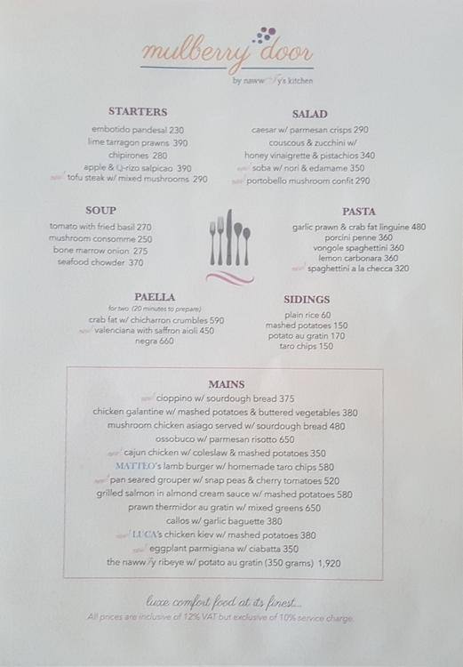 Mulberry Door Menu Menu For Mulberry Door Bonifacio Global City