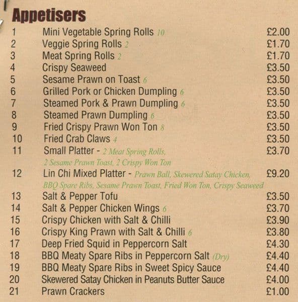 Lin Chi Menu, Menu for Lin Chi, Edgware, London Zomato UK