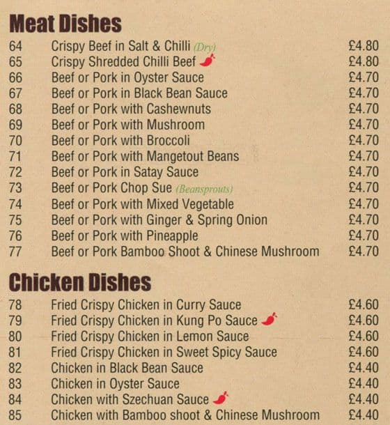 Menu at Lin Chi restaurant, Edgware