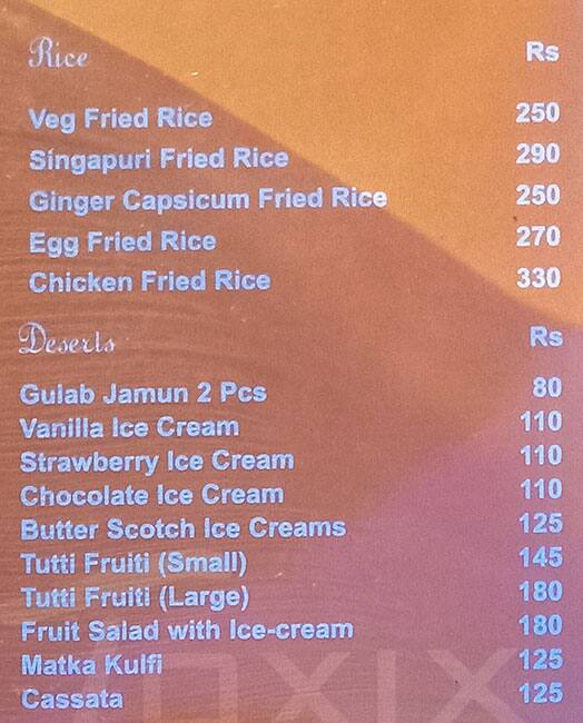 Hotel Rajmandir menu