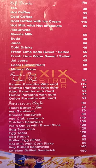 Hotel Rajmandir menu